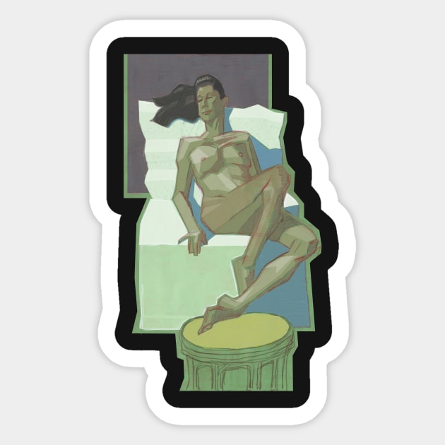Green and Blue Nude Sticker by David Kennett